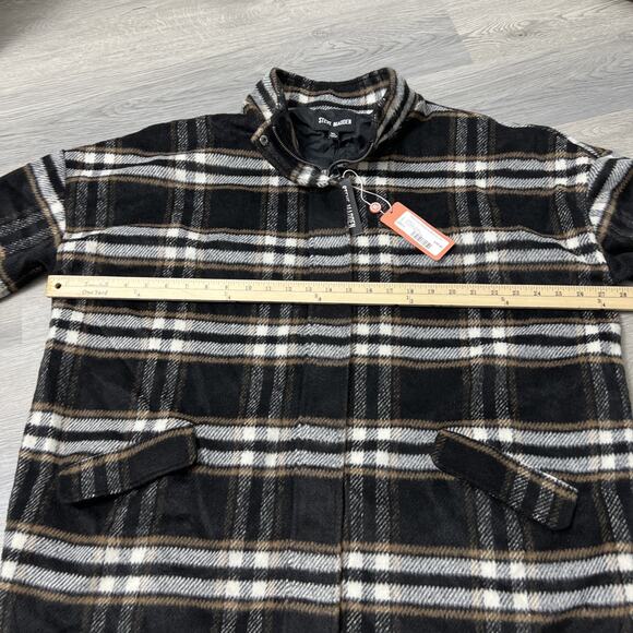 Steve Madden Plaid Times Black Multi Plaid Coat/Shacket Size XL - Picture 9 of 10